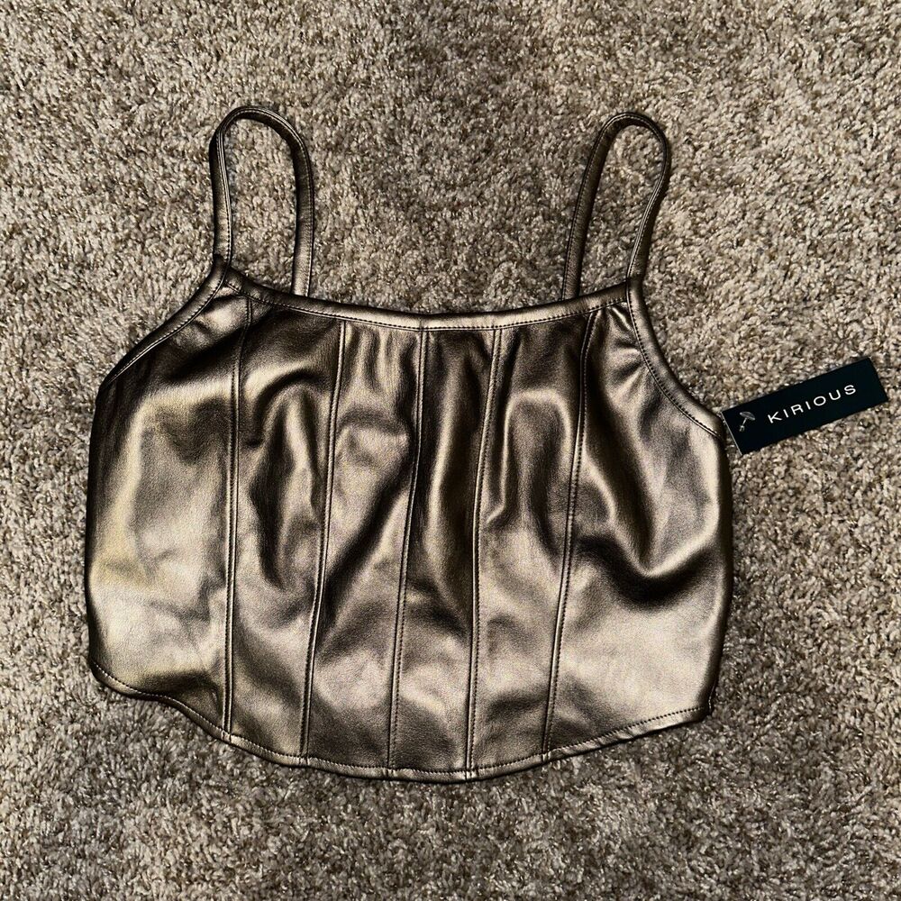 Kirious Metallic Bronze Crop Cami Top - Picture 1 of 5
